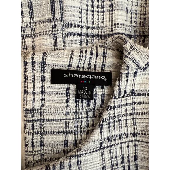 Sharagano Midi Sheath Dress, Navy and Cream, Sleeveless Size 10 - Picture 3 of 3